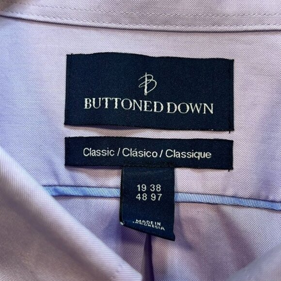 Buttoned Down Men's Dress Shirt Lightweight Size 19 Light Purple Long Sleeve - Picture 3 of 11